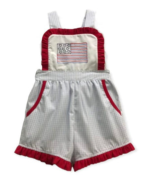 Banana Split ss23-257 American Flag Girls Romper (STHE)
