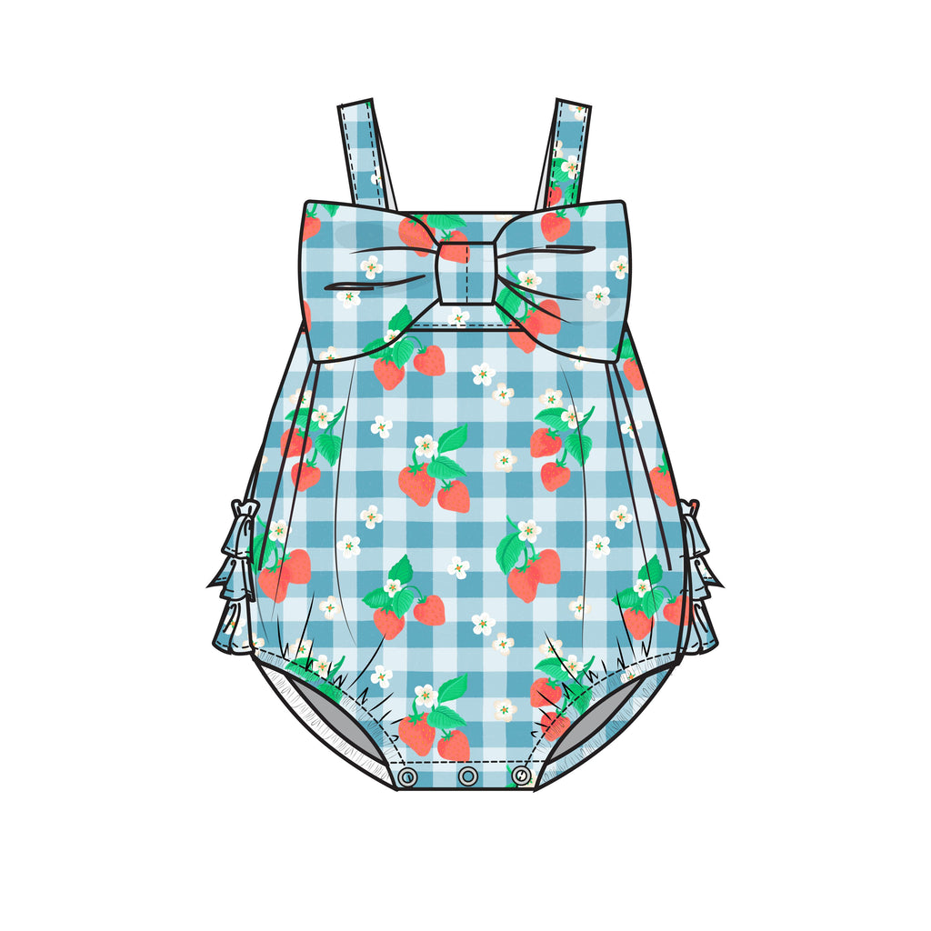 Angel Dear Strawberry Gingham Muslin Bow Bubble (STHE)