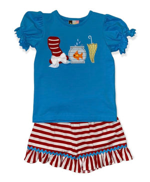 Banana Split Stripped Hat Short Set ss23-264- Girls