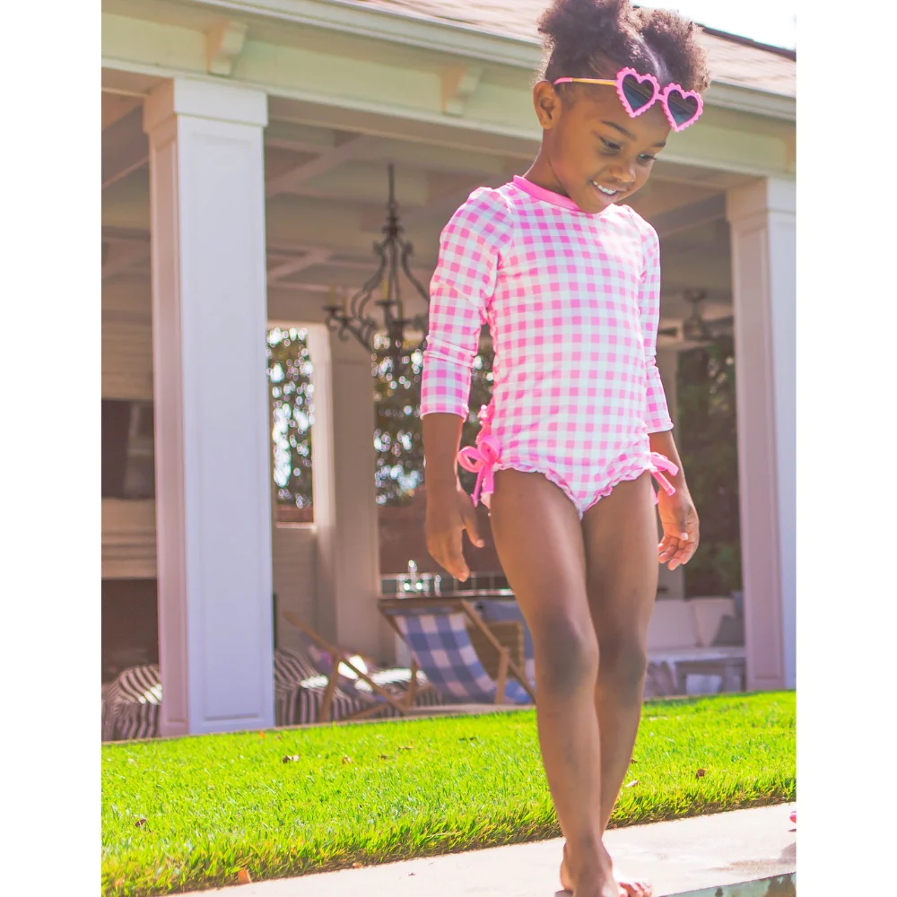 Sugar Bee Girls Gingham Swimsuit Pink (STHE)