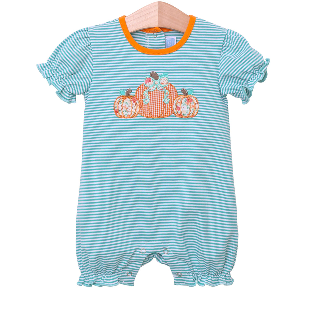 Trotter Street Kids Pumpkin Trio Ruffle Romper